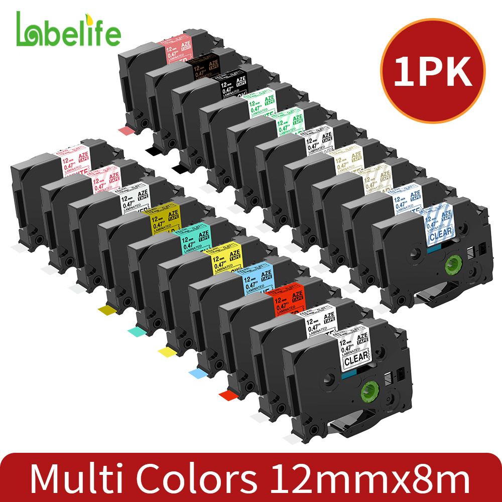 Label Printer Tape - Fita de etiquetas laminada 12mm, compatível